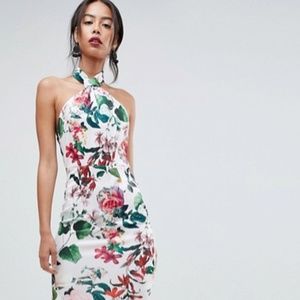 NWT ASOS DESIGN Floral Halter Midi Dress 6 Tall